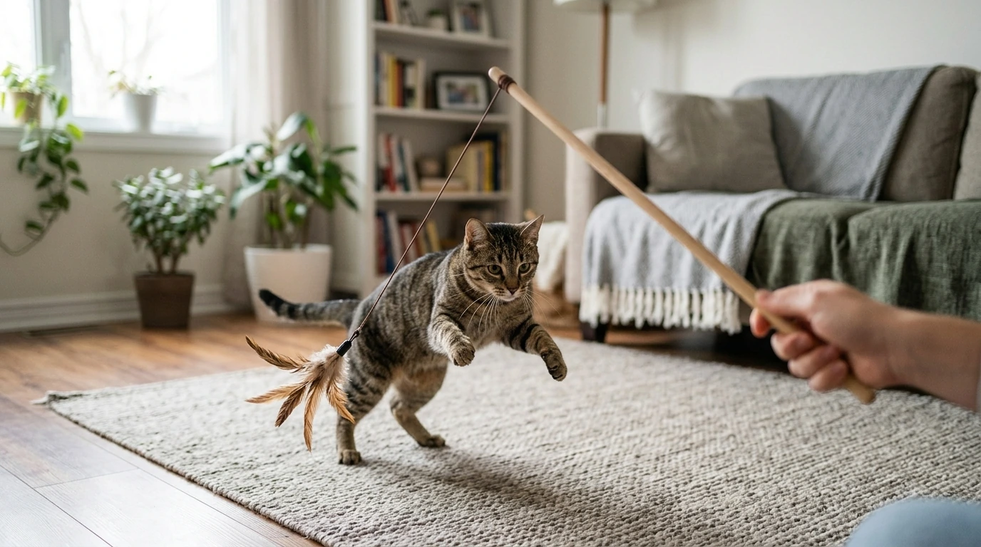 Most Stimulating Cat Toy: Interactive Feather Wand Play
